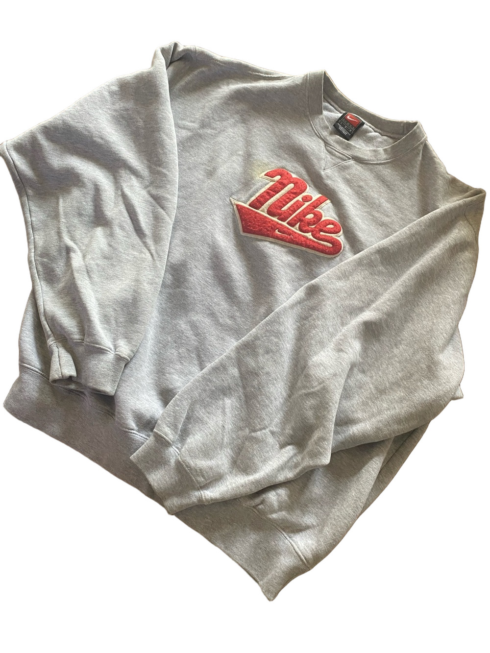 Nike red label vintage Light Gray Crewneck Sweatshirt with Red Logo
